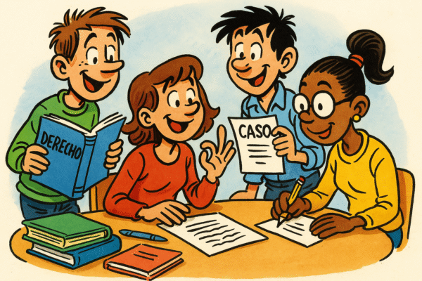 Un grupo de estudiantes prepara el caso